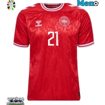 Denmark Morten Hjulmand #21 Replica Home Shirt Euro 2024 Short Sleeve